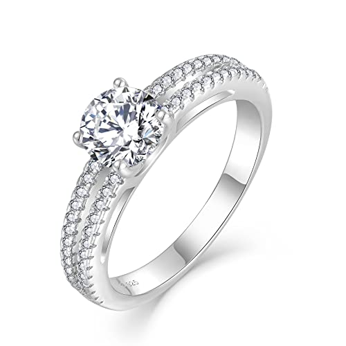 FJ Ring Damen Verlobungsring 925 Sterling Silber Ehering Antragsring Promise Ring mit Zirkonia Schmuck Geschenke für Frauen (Größe 54) von FJ