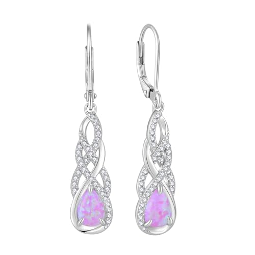 FJ Rose Pink Opal Hängend Ohrringe 925 Sterling Silber Tropfen Hängend Ohrringe Schmuck Geschenke für Damen Frauen Mutter Freundin Mama von FJ