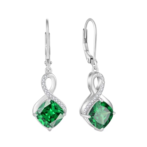 FJ Smaragd Hängend Ohrringe Damen 925 Sterling Silber Unendlichkeit Quadrat Prinzessschliff Ohrringe Mai Geburtsstein Schmuck Geschenke für Frauen FJ Smaragd Hängend Ohrringe Damen 925 Sterling Silber Unendlichkeit Quadrat Prinzessschliff Ohrringe Mai Geburtsstein Schmuck Geschenke für Frauen von FJ