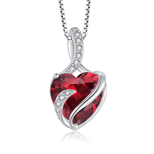 FJ Unendlichkeit Juli Geburtsstein Kette Damen 925 Sterling Silber Herz Rubin Anhänger Halskette Schmuck Geschenke für Damen Frauen Mutter Freundin Mama von FJ