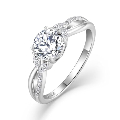FJ Verlobungsring Damen 925 Sterling Silber Unendlichkeit Ring Eheringe Antragsring Promise Ring mit Zirkonia Schmuck Geschenke für Frauen Größe 58 von FJ