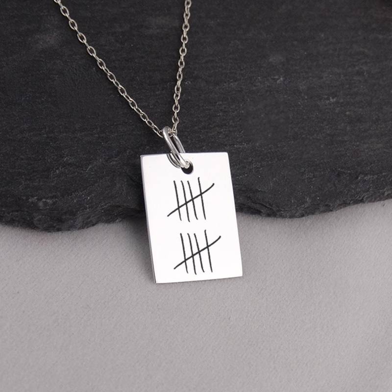 Benutzerdefinierte Sterling Silber Tally Mark Halskette - Personalisierter Jubiläum Anhänger Mit 18 "Kette von FJ4LifeCreations