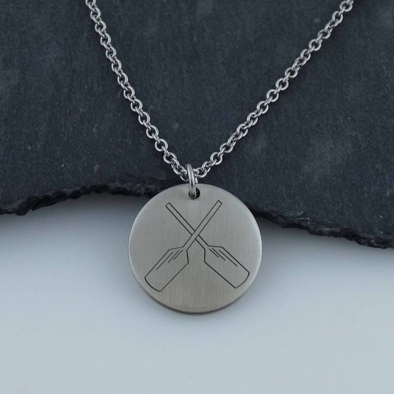 Charm-Halskette Mit Gekreuzten Rudern, Edelstahlanhänger, 45 cm von FJ4LifeCreations