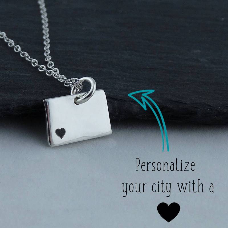 Colorado State Anhänger Halskette Mit Gravur Herz in Der Nähe Ihrer Stadt - 925 Sterling Silber von FJ4LifeCreations