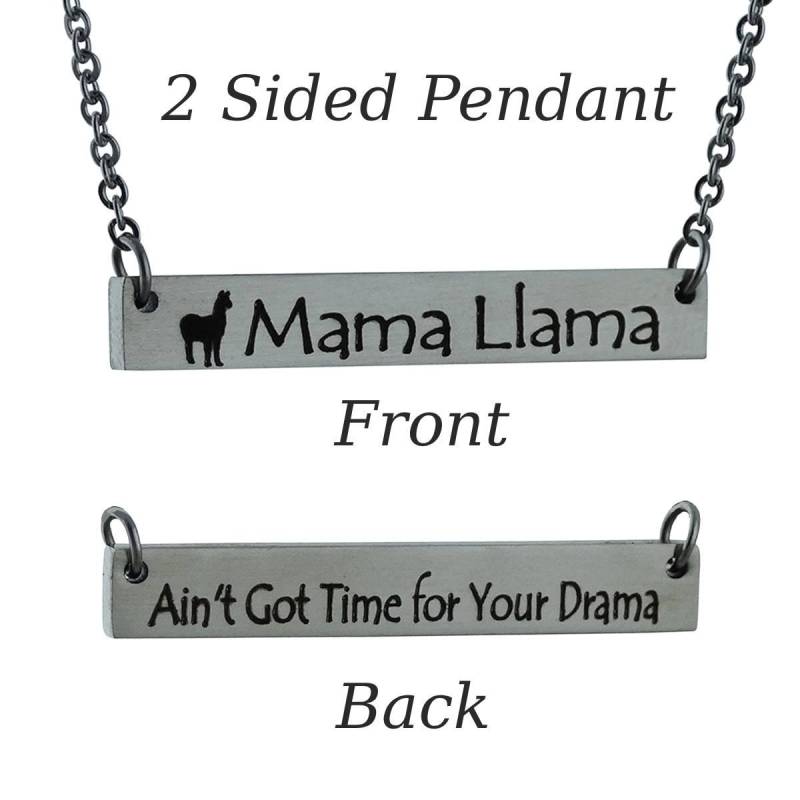 Mama Llama Edelstahl Bar Halskette Doppelseitiger Anhänger, 18 "Kette von FJ4LifeCreations