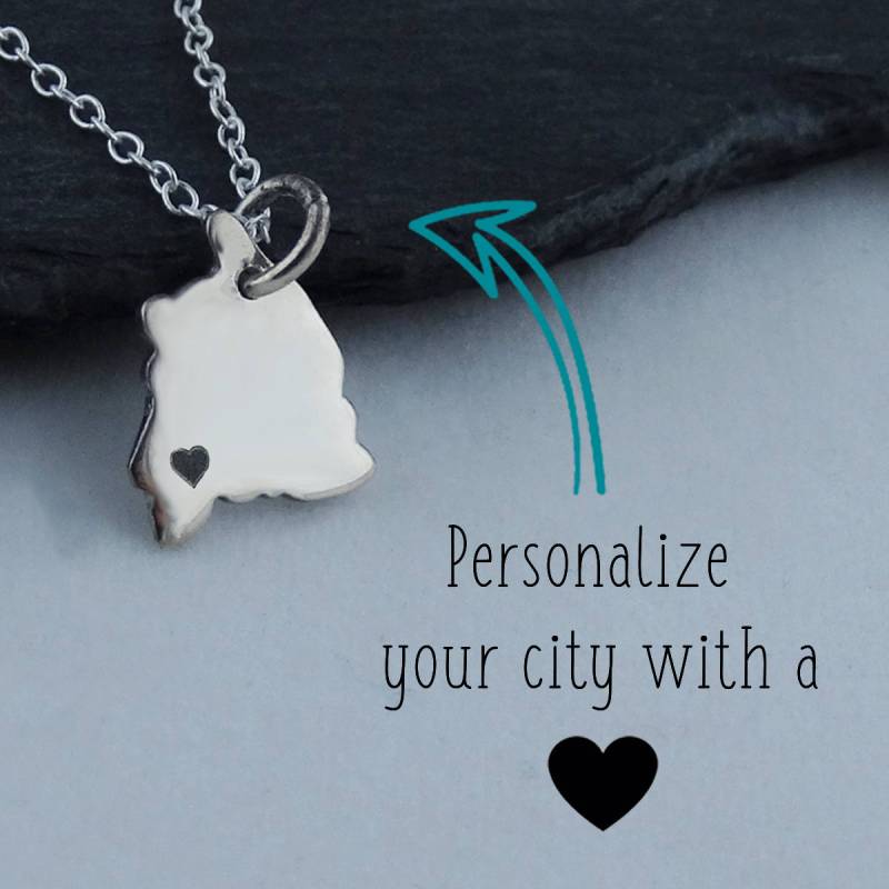 Hawaii State Charm Halskette Mit Eingraviertem Herz in Der Nähe Ihrer Stadt - 925 Sterling Silber von FJ4LifeCreations