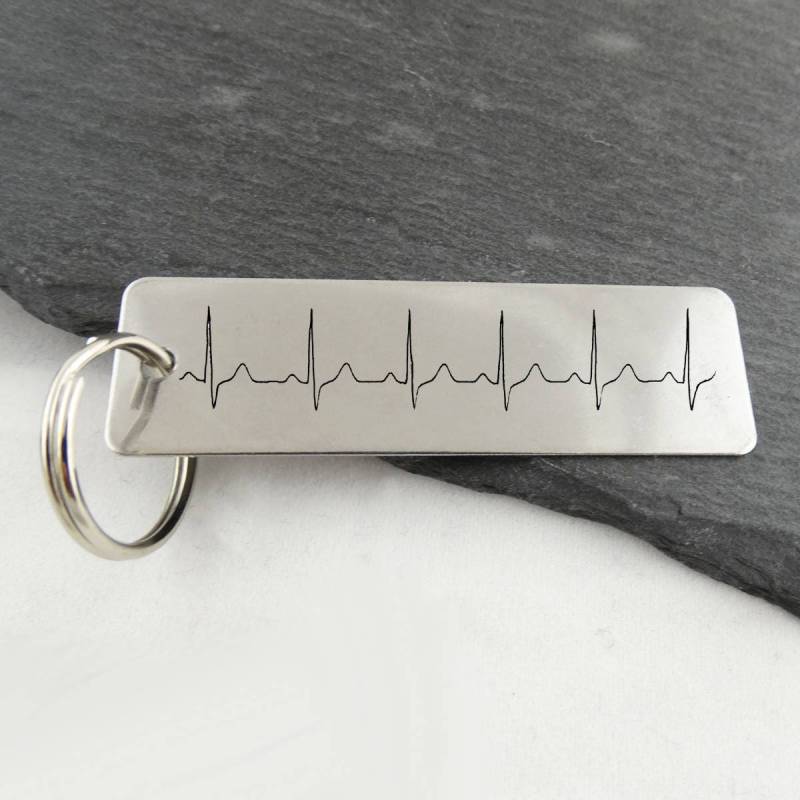 Personalisierte Ekg Herzschlag Schlüsselanhänger Schlüsselanhänger Aus Edelstahl von FJ4LifeCreations