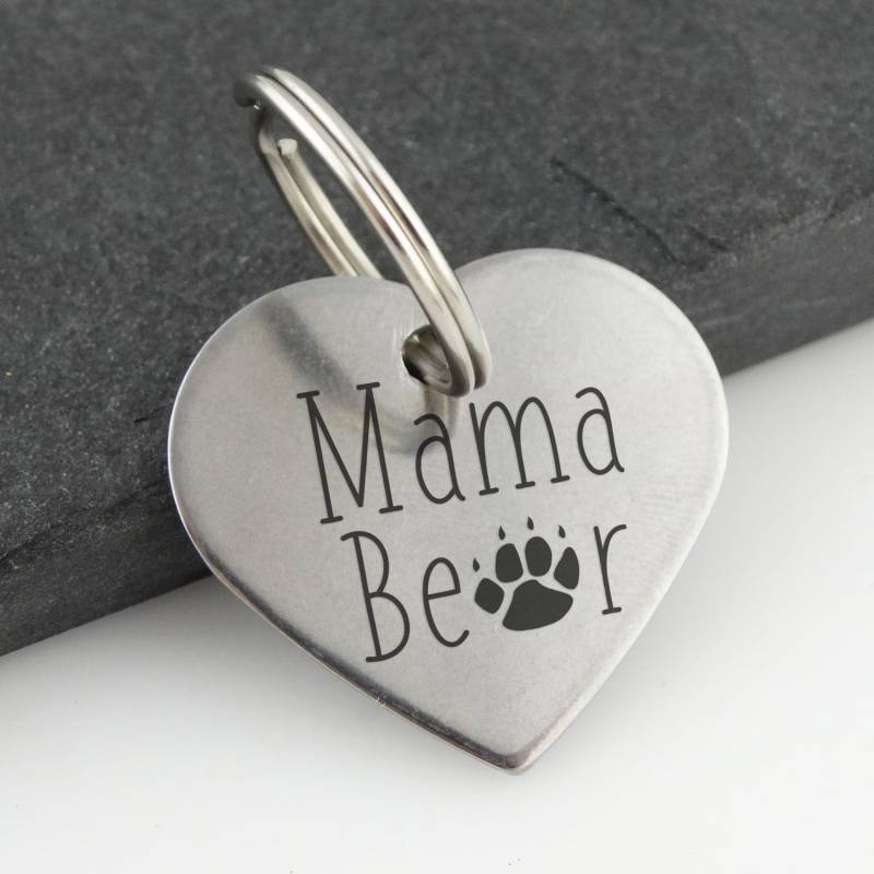 Mama Bear Schlüsselanhänger - 35mm Edelstahlherz Mit Lasergravur von FJ4LifeCreations