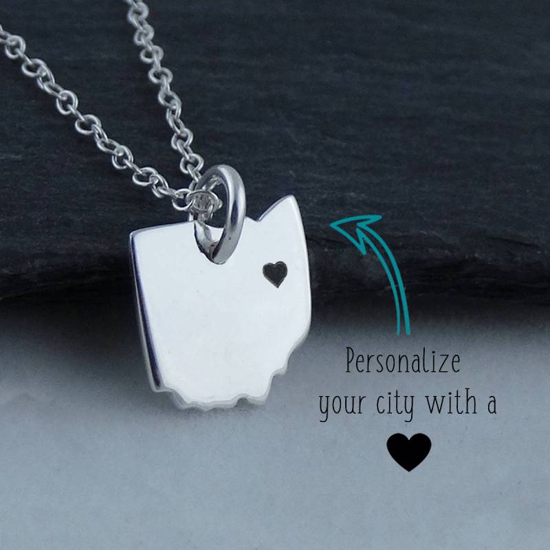 Ohio State Anhänger Halskette Mit Gravur Herz in Der Nähe Ihrer Stadt - 925 Sterling Silber von FJ4LifeCreations