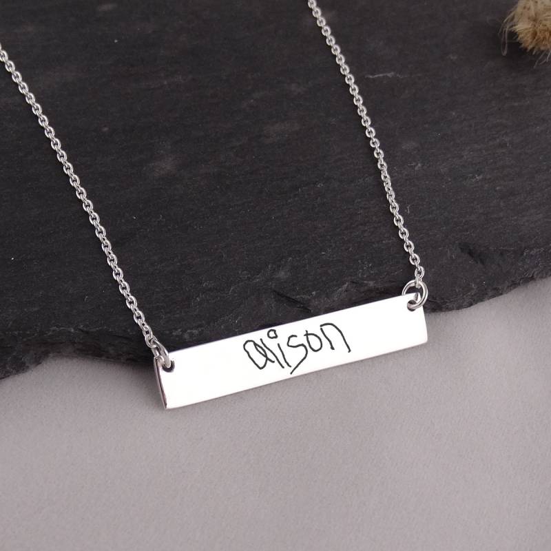 Personalisierte Bar Halskette Aus Sterling Silber Mit Gravur - 40 Mm X 7 von FJ4LifeCreations