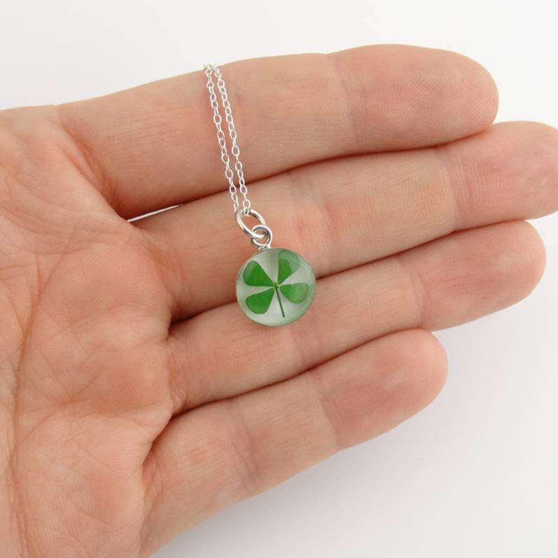 Echtes 4 Kleeblatt Halskette Sterling Silber Lasergravur von FJ4LifeCreations