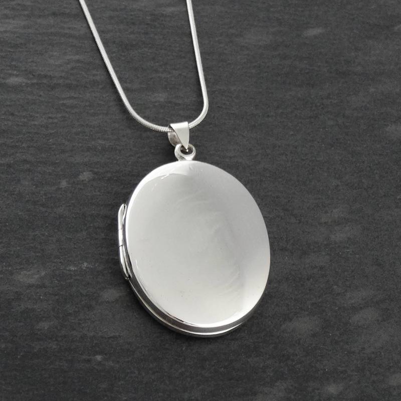Personalisierte Große Sterling Silber Oval Medaillon Halskette - 35 Mm X 26 Individuell Gravierter Anhänger Mit 18 "Kette." von FJ4LifeCreations