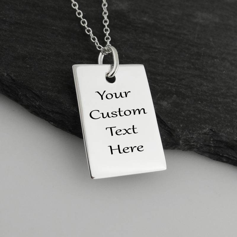 Personalisierte Sterling Silber Halskette Mit Gravur Benutzerdefinierter Text von FJ4LifeCreations