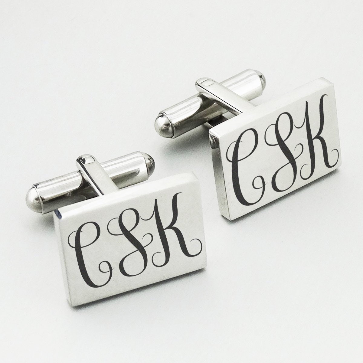Personalisierte Manschettenknöpfe - Edelstahl Quadrat Mit Individueller Gravur von FJ4LifeCreations