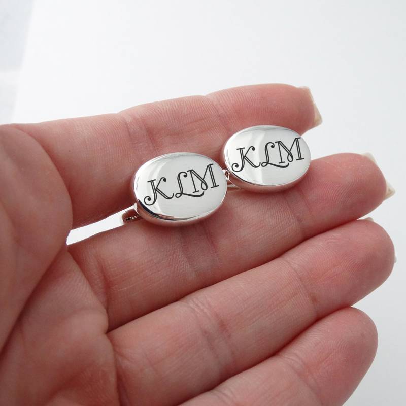 Personalisierte Manschettenknöpfe - Sterling Silber Oval Mit Individueller Gravur von FJ4LifeCreations