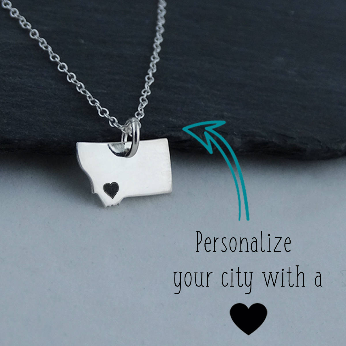 Personalisierte Montana State Anhänger Halskette Mit Gravur Herz in Der Nähe Ihrer Stadt - 925 Sterling Silber von FJ4LifeCreations