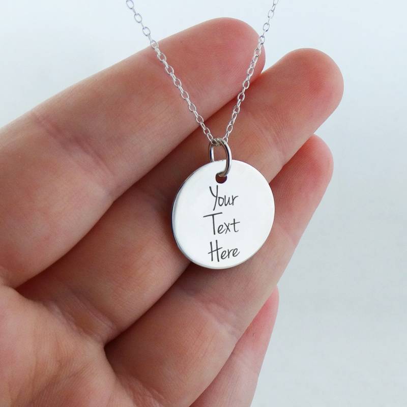 Personalisierte Sterling Silber Halskette - 20 Mm Personalisierte Runden Anhänger Mit 18 "Kette." von FJ4LifeCreations