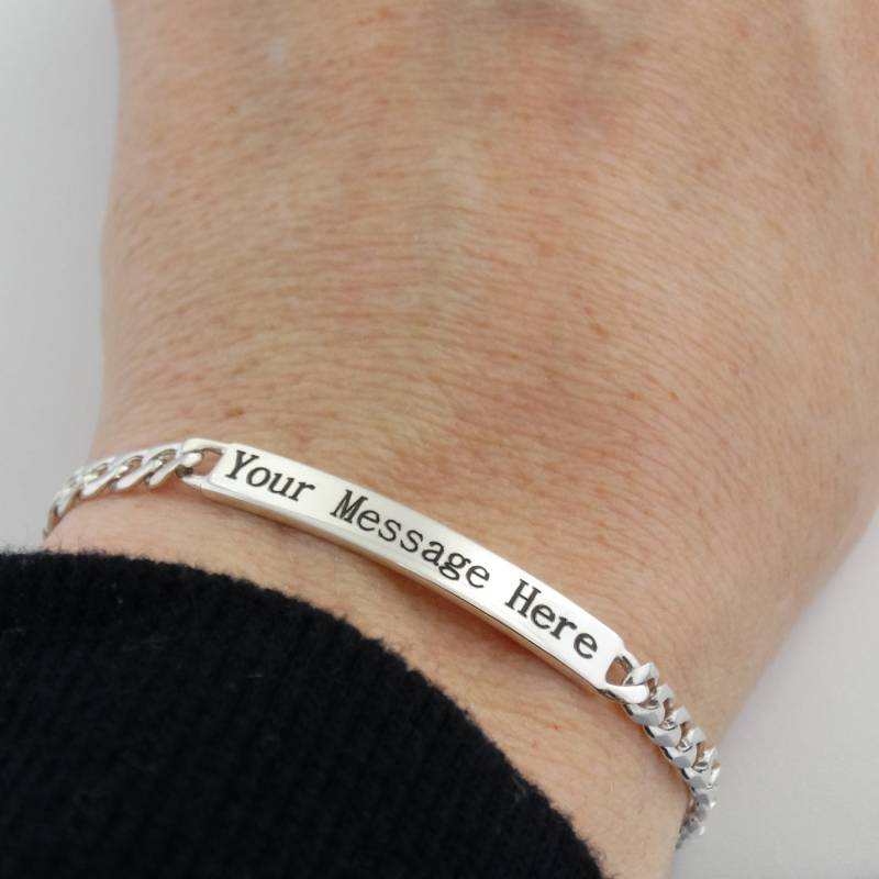 Personalisiertes Armband Aus Sterling Silber - 20 cm Panzerkette von FJ4LifeCreations