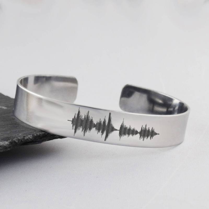 Personalisiertes Sound Wave Cuff Armband - 1/2 "x 7" Edelstahlarmband Mit Personalisiertem Audiobild von FJ4LifeCreations