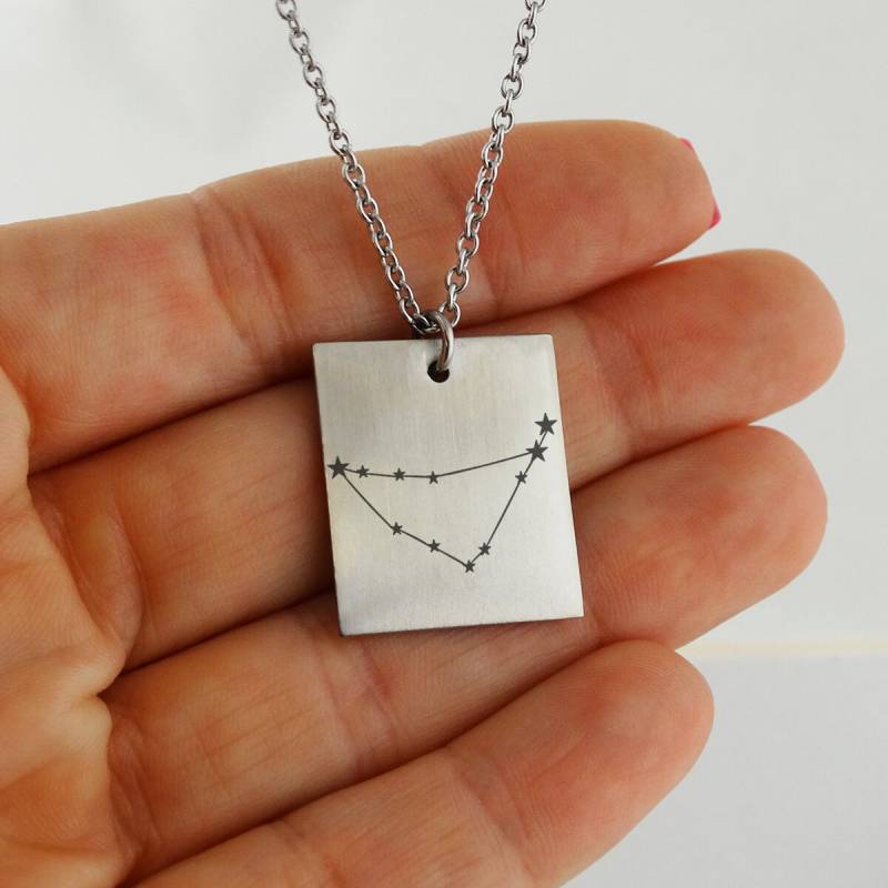 Steinbock Anhänger Halskette - Edelstahl Sternzeichen Gravierte Sterne 18 "Kette von FJ4LifeCreations