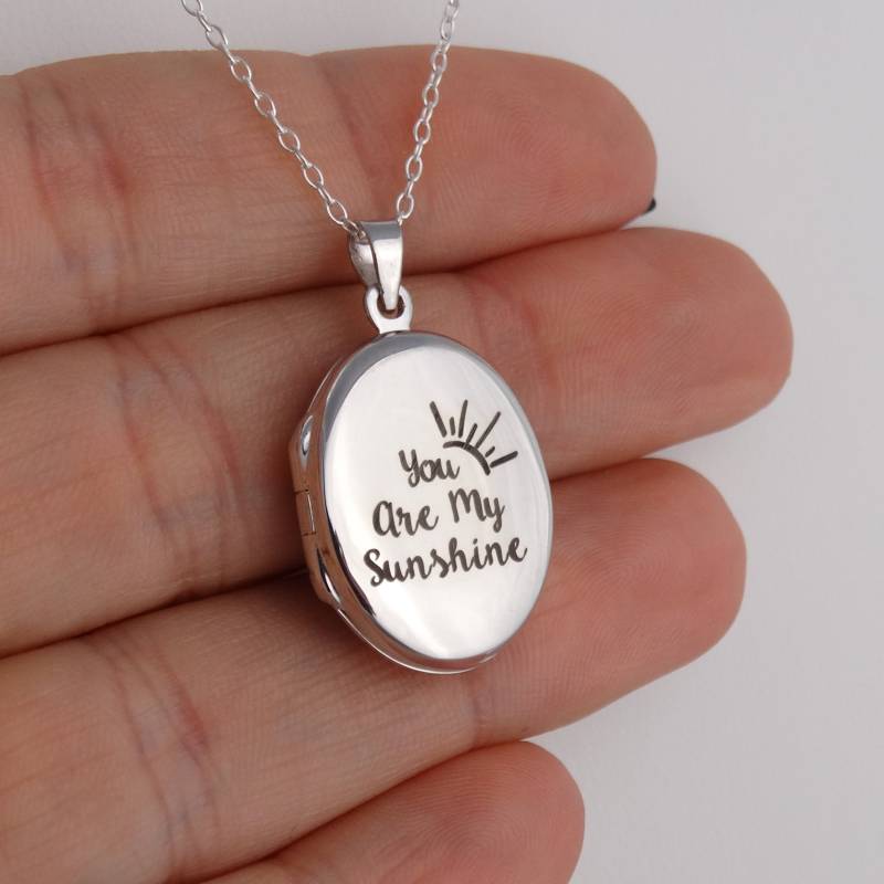 "sterling Silber "You Are My Sunshine" Medaillon Halskette - Foto Andenken." von FJ4LifeCreations