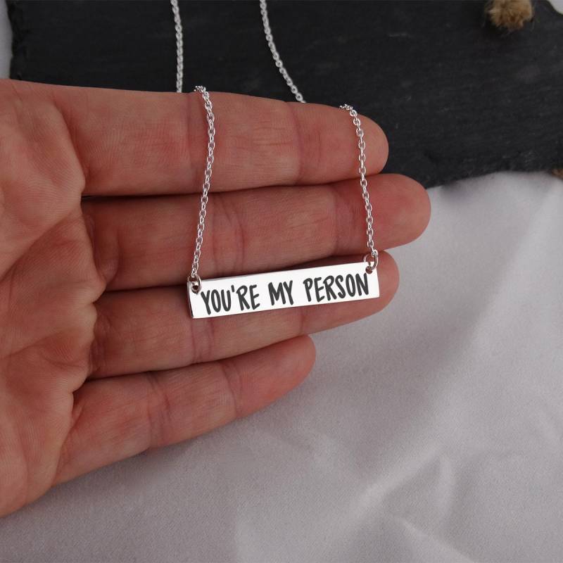 "sterling Silber "You're My Person" Bar Halskette - Anhänger Mit Gravur." von FJ4LifeCreations
