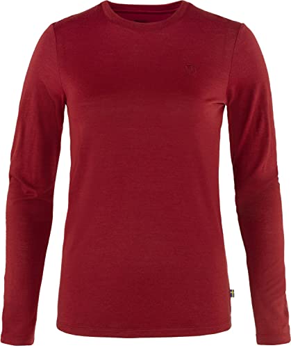 FJALLRAVEN Damen Abisko Wool Ls W Langarmshirt, Granatrot, L von Fjäll Räven