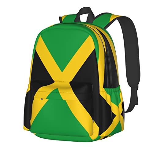 17-Zoll-Rucksack, Jamaika-Flagge, Laptop-Rucksack, Schultertasche, Schule, Büchertasche, lässiger Tagesrucksack für Teenager von FJAUOQ