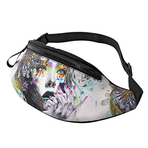 Artwork Bunte Surreale Hüfttasche für Damen und Herren Verstellbarer Gürtel Sporttasche für Outdoor-Sport, Reisen und Radfahren Radfahren Tasche Schulterrucksack, Siehe Abbildung, Einheitsgröße, Lässiger Tagesrucksack von FJAUOQ