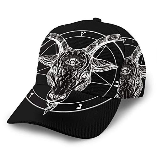 Baphomet Satanischer Ziegenkopf Schwarz (1) Baseballkappe Sommer Caps Vintage Dad Cap Unisex Snapback Trucker Hat, Siehe Abbildung, One size von FJAUOQ