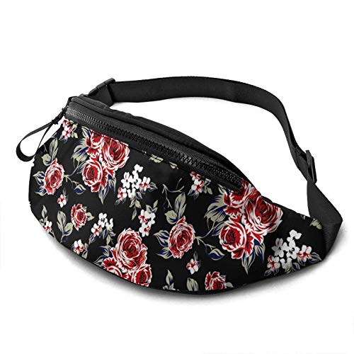 Bauchtaschen mit Blumenmuster für Damen und Herren, Hüfttasche mit verstellbarem Riemen, Laufgürtel, Bauchtasche, Hüfttaschen für Reisen, Laufen von FJAUOQ