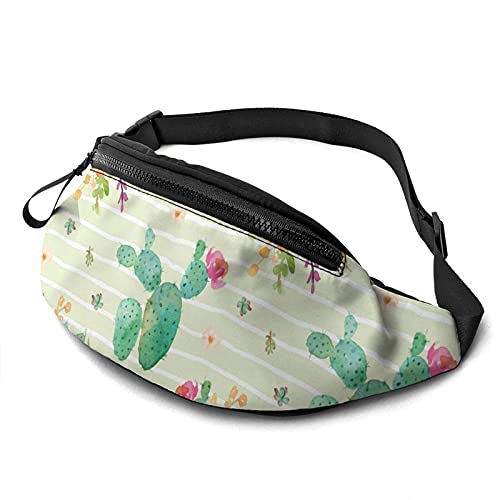 Bauchtaschen mit Kaktus-Blumenmuster für Damen und Herren,Hüfttasche mit verstellbarem Riemen,Laufgürtel,Hüfttaschen für Reisen,Laufen von FJAUOQ