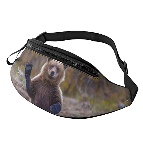 Bear Paw Pose River Hüfttasche, Taschen für Herren und Damen, Verstellbarer Gürtel, Sporttasche für Outdoor-Sport, Reisen und Radfahren, Radfahren, Taschen-Schulterrucksack von FJAUOQ