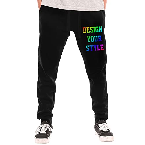 Benutzerdefinierte Herren Sweatpants Fügen Sie Ihr eigenes Logo Design Personalisierte Jogger Sweat Pants hinzu, Schwarz , 34-37 von FJAUOQ