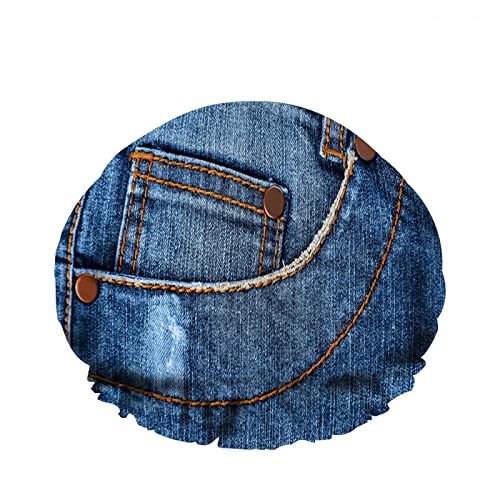 Blaue wiederverwendbare Duschhaube, klassische Mode, Jeans, Tasche, Stoff, Hose, Linie, wasserdichte Badekappen, elastisches Band, Stretch-Saum, Haarhut für Frauen und Mädchen, Haarpflege von FJAUOQ