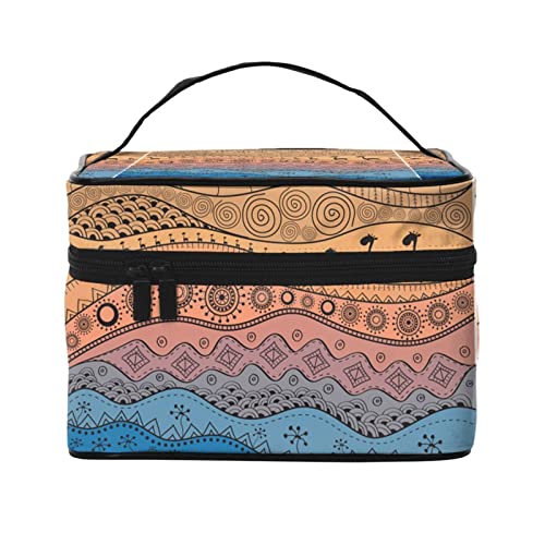 Boho-Make-up-Tasche für Frauen,Reise-Kosmetiktasche mit großem Fassungsvermögen,tragbare Kulturtasche,Make-up-Tasche für Mädchen,niedliches Schmuck-Make-up-Pinsel-Organizer-Etui,Geschenke für Fra von FJAUOQ