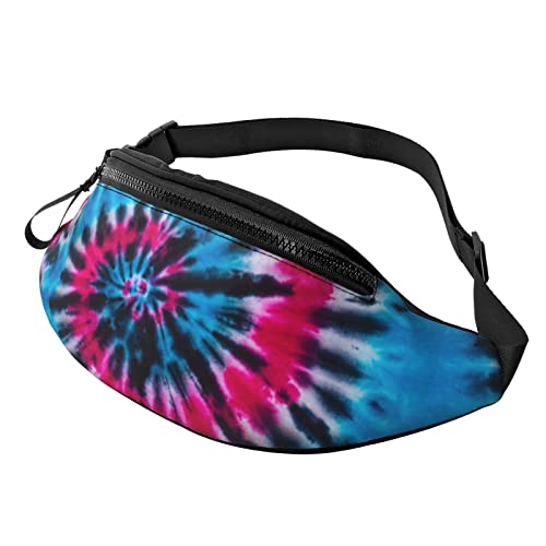 Schwarz Rot Blau Batik Fanny Pack für Männer Frauen, verstellbare Gürteltasche Casual Waist Pack für Reisen Party Festival Wandern Laufen Radfahren von FJAUOQ