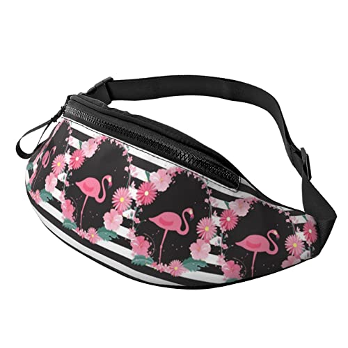 Hüfttasche mit Cartoon-Flamingo-Motiv, für Herren und Damen, Verstellbarer Gürtel, Sporttasche für Outdoor-Sport, Reisen und Radfahren, Fahrradtasche, Schulterrucksack von FJAUOQ