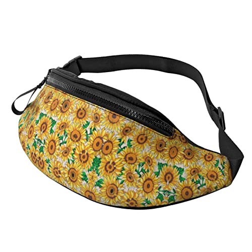 Hüfttasche mit Cartoon-Sonnenblumen-Motiv, für Herren und Damen, Verstellbarer Gürtel, Sporttasche für Outdoor-Sport, Reisen und Radfahren, Fahrradtasche, Schulterrucksack von FJAUOQ