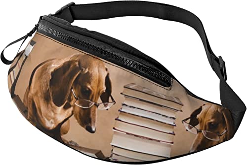 Clever Dachshund Professor Fanny Pack, modische Hüfttasche, verstellbare Hüfttasche für Männer und Frauen von FJAUOQ