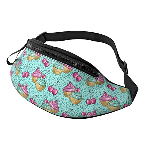 Cup Cake Hüfttasche für Herren und Damen, Verstellbarer Gürtel, Sporttasche für Outdoor-Sport, Reisen und Radfahren, Fahrradtasche, Schulterrucksack von FJAUOQ