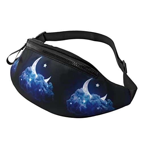 Digital Moon Clouds Stars Space Hüfttasche, Taschen für Herren und Damen, Verstellbarer Gürtel, Sporttasche für Outdoor-Sport, Reisen und Radfahren, Radfahren, Taschen-Schulterrucksack von FJAUOQ