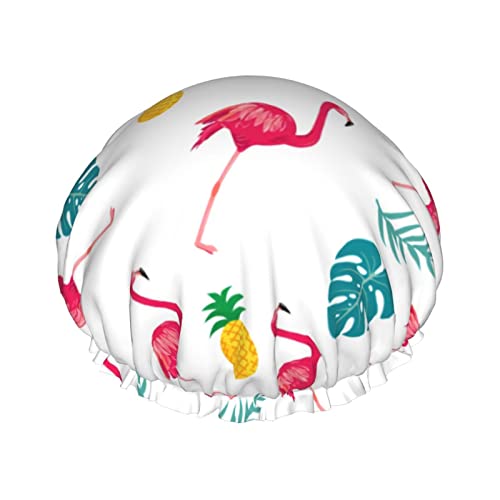 Duschhaube,Flamingo,wiederverwendbar,für Damen,langes Haar,doppellagig,wasserdicht,Bade-Duschhut,Haarschutz für Kinder,Mädchen,Damen,1 Packung von FJAUOQ