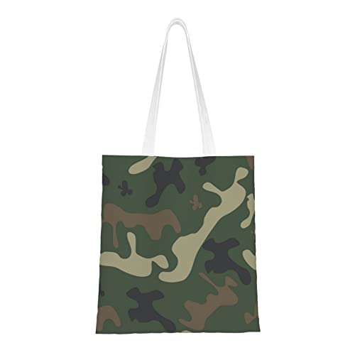 FJAUOQ Camo Canvas Tote Bags for Women, Reusable Grocery Bags, Travel Tote Bags for Work Travel Shopping, camouflage, Einheitsgröße, Canvas & Beach Tote Bag von FJAUOQ