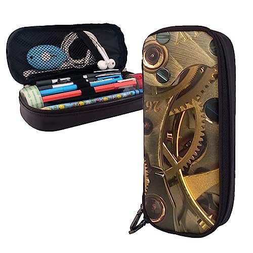 FJAUOQ Cooles Steampunk-Federmäppchen, großes Fassungsvermögen, Leder-Federmäppchen, tragbares Federmäppchen mit Reißverschluss, für Büro-Organizer, Schwarz , Einheitsgröße, Federmäppchen FJAUOQ Cooles Steampunk-Federmäppchen, großes Fassungsvermögen, Leder-Federmäppchen, tragbares Federmäppchen mit Reißverschluss, für Büro-Organizer, Schwarz , Einheitsgröße, Federmäppchen von FJAUOQ