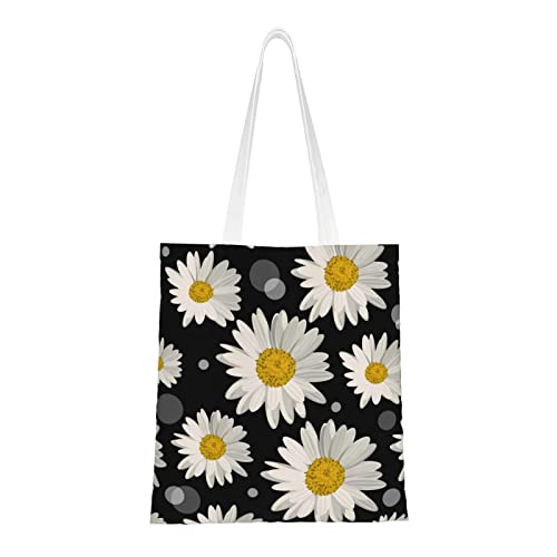 FJAUOQ Daisy Canvas Tote Bags for Women, Reusable Grocery Bags, Travel Tote Bags for Work Travel Shopping, gänseblümchen, Einheitsgröße, Canvas & Beach Tote Bag von FJAUOQ