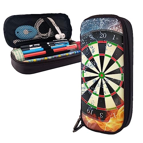 FJAUOQ Dart-Brett-Federmäppchen, großes Fassungsvermögen, Leder-Federmäppchen, tragbares Federmäppchen mit Reißverschluss, für Büro-Organizer, Schwarz , Einheitsgröße, Federmäppchen FJAUOQ Dart-Brett-Federmäppchen, großes Fassungsvermögen, Leder-Federmäppchen, tragbares Federmäppchen mit Reißverschluss, für Büro-Organizer, Schwarz , Einheitsgröße, Federmäppchen von FJAUOQ