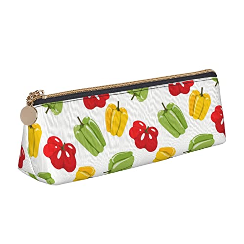 FJAUOQ Dreieck Stift Tasche Aquarell Bell Pepper Muster Bleistift Fällen Schreibwaren Box Büro Lagerung Beutel Kosmetiktaschen, weiß, Einheitsgröße, federmäppchen von FJAUOQ