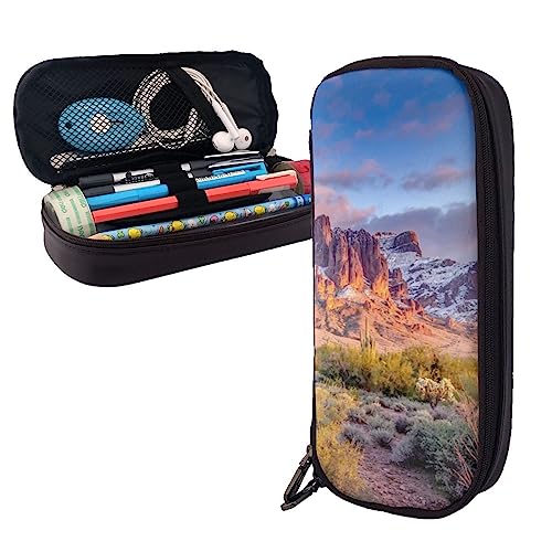 FJAUOQ Federmäppchen, Motiv: Wüstenkaktus, Querformat, großes Fassungsvermögen, Leder-Federmäppchen, tragbares Federmäppchen mit Reißverschluss für Büro-Organizer, Schwarz , Einheitsgröße, FJAUOQ Federmäppchen, Motiv: Wüstenkaktus, Querformat, großes Fassungsvermögen, Leder-Federmäppchen, tragbares Federmäppchen mit Reißverschluss für Büro-Organizer, Schwarz , Einheitsgröße, von FJAUOQ