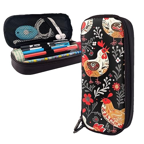 FJAUOQ Federmäppchen, cooles Geparden-Leopardenmuster, großes Fassungsvermögen, Federmäppchen, einfacher Schreibwaren-Organizer für Büro, Reise, Niedliche Hahn-Hühner, Einheitsgröße, Federmäppchen FJAUOQ Federmäppchen, cooles Geparden-Leopardenmuster, großes Fassungsvermögen, Federmäppchen, einfacher Schreibwaren-Organizer für Büro, Reise, Niedliche Hahn-Hühner, Einheitsgröße, Federmäppchen von FJAUOQ